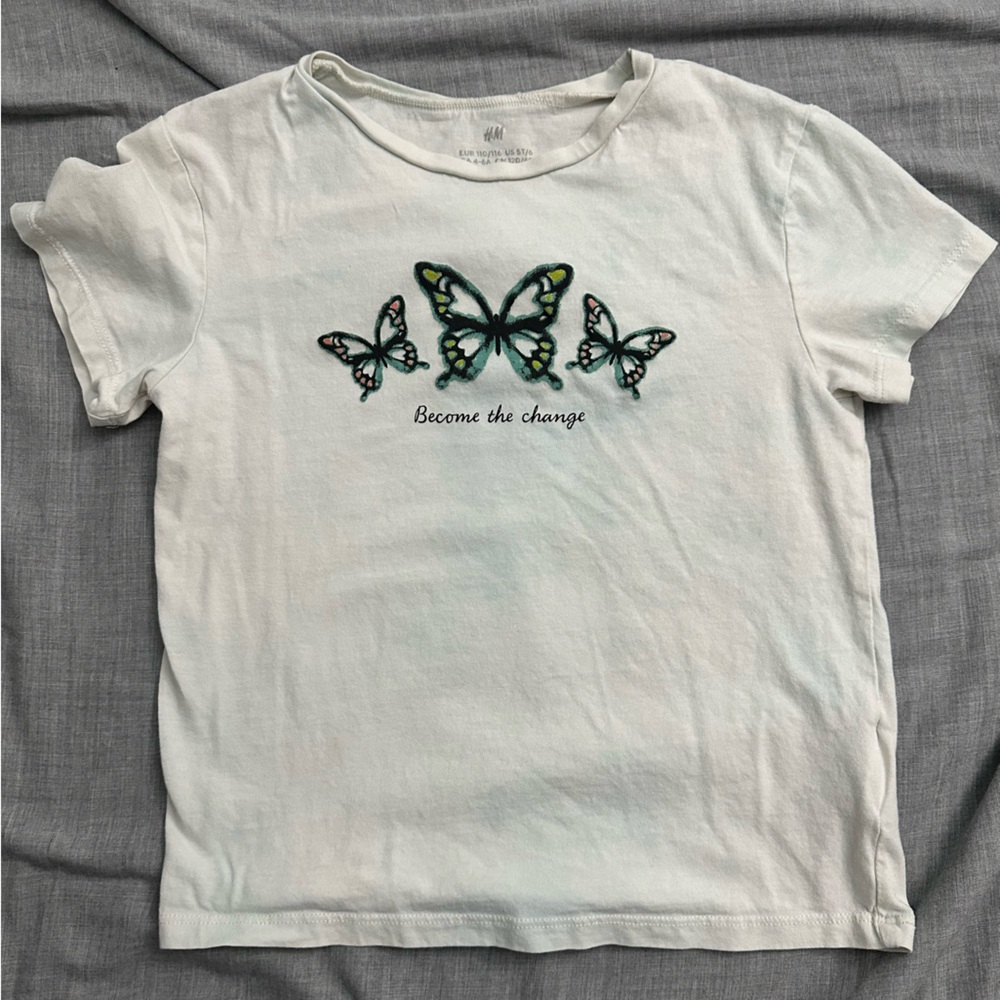 H&M Kids Butterfly tie dye short sleeve shirt